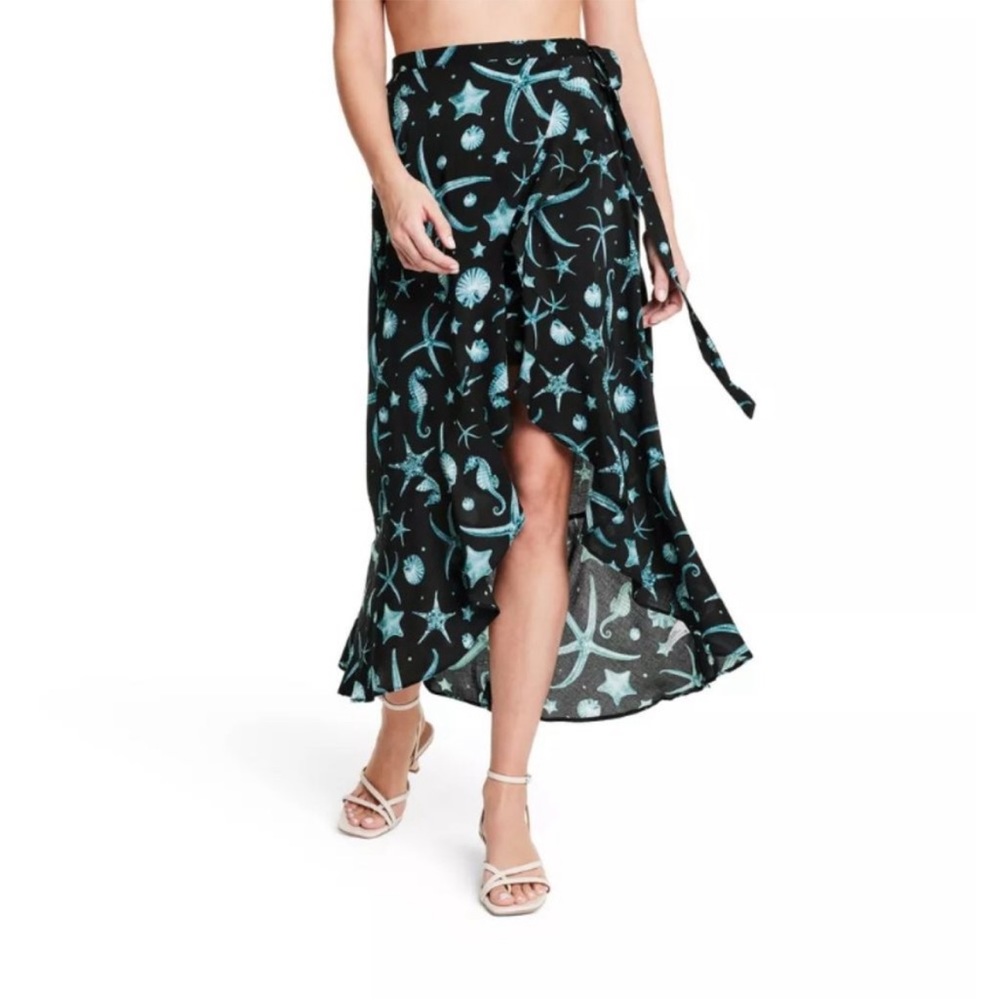Agua Bendita x Target Women's Deep Sea Print Wrap Skirt - Navy Size S NWOT